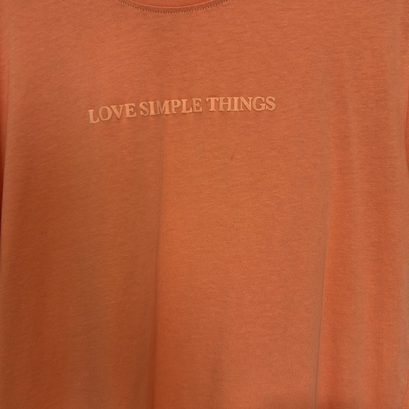 Zara Love Simple Things crewneck T-shirt size large orange cotton short sleeve - Picture 2 of 4